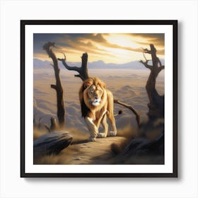 A Ferocious Lion Taking Center Stage Sharp Eyes And Intent Gaze Focused On The Distance Tigers Pro 115489645 Art Print