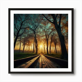 Sunrise In The Forest 1 Art Print