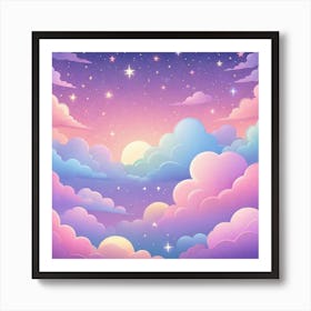 Sky With Twinkling Stars In Pastel Colors Square Composition 36 Art Print