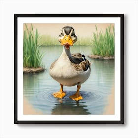 Duck In Water 9 Art Print