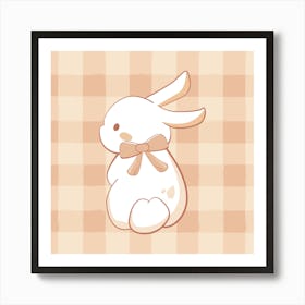 Soft Brown, Gingham Bunny 1 Art Print