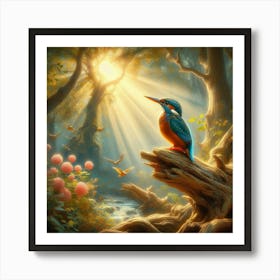 Kingfisher In The Forest Art Print