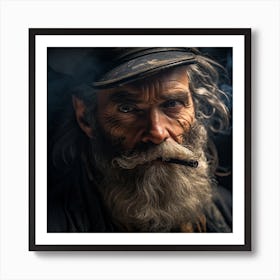 Old Man Smoking A Cigarette 3 Art Print