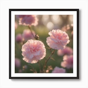 A Blooming Carnation Blossom Tree With Petals Gently Falling In The Breeze 2 Art Print
