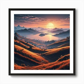 Sunset In The Mountains 3 Art Print