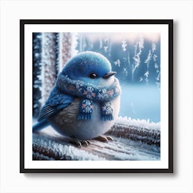Blue Bird In Winter Art Print