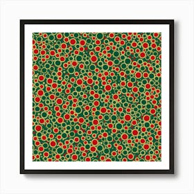 Christmas like pattern, A Pattern Featuring Abstract Geometric Shapes With Edges Rustic Green And Red Colors, Flat Art, 106 Art Print