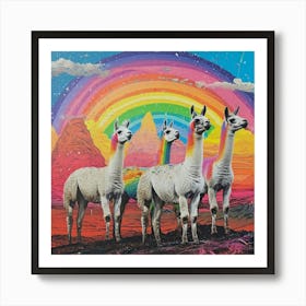 Rainbow Llama Collage 1 Art Print