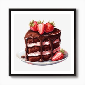 Chocolate Cake With Strawberries 7 Art Print