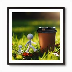 Small People And Coffee Cup Art Print