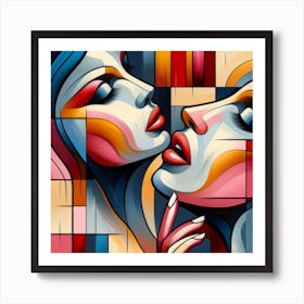 Kissing Women Art Print