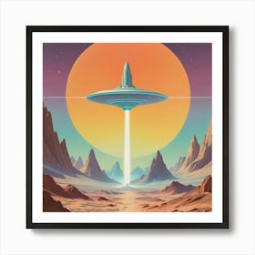 Alien Spaceship vintage retro sci-fi art Art Print