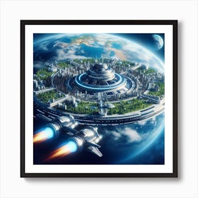 Spaceship In Space 34 Art Print