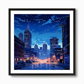 Cityscape At Night 2 Art Print