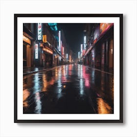 Wet Street At Night Art Print