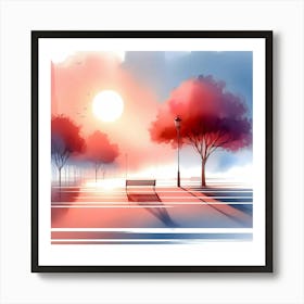 Sunset At The Park Art Print