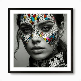 Default A Black And White Photo Of A Womans Face Digital Art I 1 Art Print