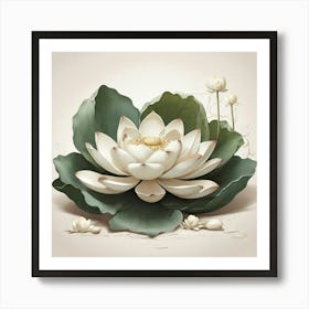 Aesthetic style, Large white lotus flower 1 Art Print