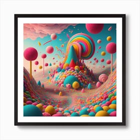 Color Explosion 1, an abstract AI art piece that bursts with vibrant hues and creates an uplifting atmosphere. Generated with AI,Art style_Candy land,CFG Scale_3.0... Art Print