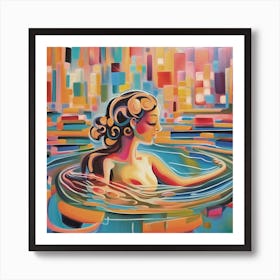 Woman In The Water Art Print