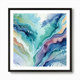 1000015020 Abstract river canvas watercolor art print Art Print