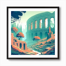 Colosseum In An Enchanted Forest 11 Art Print