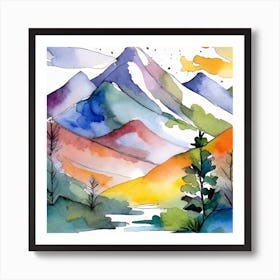 Firefly An Illustration Of A Beautiful Majestic Cinematic Tranquil Mountain Landscape In Neutral Col (35) Art Print