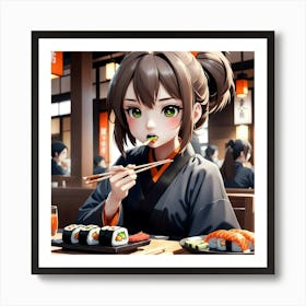 Sushi girl Art Print