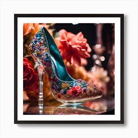 Cinematic Still A Close Up Of A Glass Shoe On A Display 1 Art Print