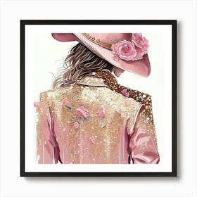 Cowgirl In Pink 2 Art Print