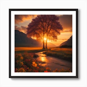 Sunset Tree Art Print