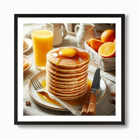 Pancakes With Orange Juice Art Print