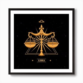 Libra,Libra Harmony: Hand-Drawn Logo with Balance Art Print