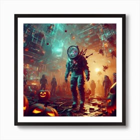 Cyborg Halloween Getogether Art Print