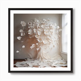 Flowers of white paper 7 Art Print