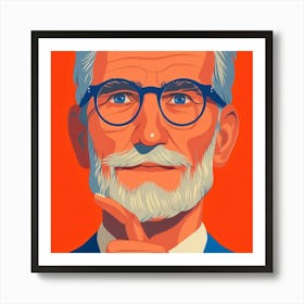 Portrait Of A Man With Glasses 1 Art Print