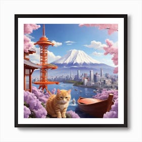 Japanese Cat Art Print