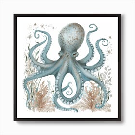 Watercolour Storybook Style Octopus 3 Art Print