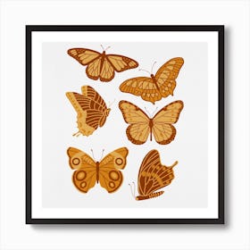 Texas Butterflies   Golden Yellow Square Art Print