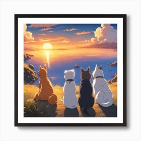 Pets Sunset Art Print