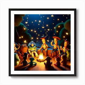 Toy Story Campfire Digital Art Print Whimsical Kids Room Decor Art Print