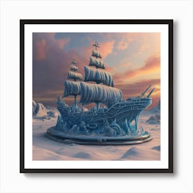 Beautiful ice sculpture in the shape of a sailing ship 22 Art Print