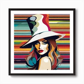 Woman In Hat Art Print