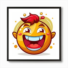 Yellow Emoji Smiley Face With Big Smile 3 Art Print