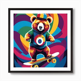 SURFBOARDING TEDDY BEAR Art Print