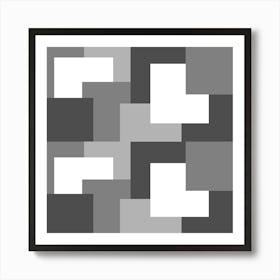 Grey Abstract Square Tiles Art Print