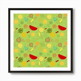 Seamless Pattern With Fruit Vector Art Print