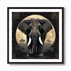 Elephant In The Moonlight 2 Art Print