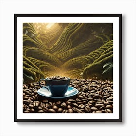 Coffee Cup On Coffee Beans 6 Art Print