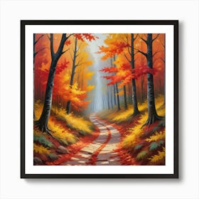 Autumn Road paintings art print Art Print